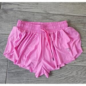 Womens Luogongzi Shorts Flowy Pink Elastic Waist Size Medium Athletic Drawstring